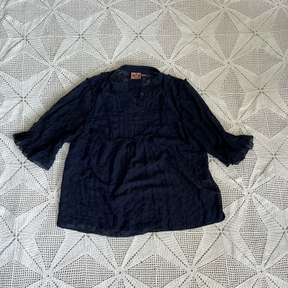Vintage juicy couture Navy Blue Blouse with Laila embroidered details